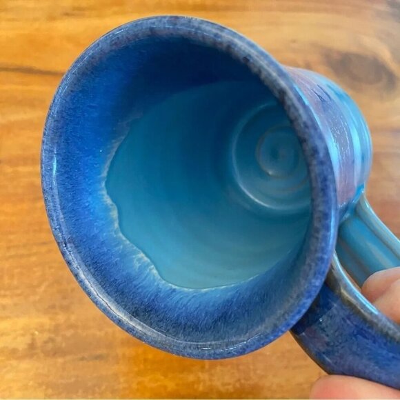 Deneen Pottery Hand Thrown Light Blue Drip Glaze The Original Pancake House Mug - Picture 11 of 12